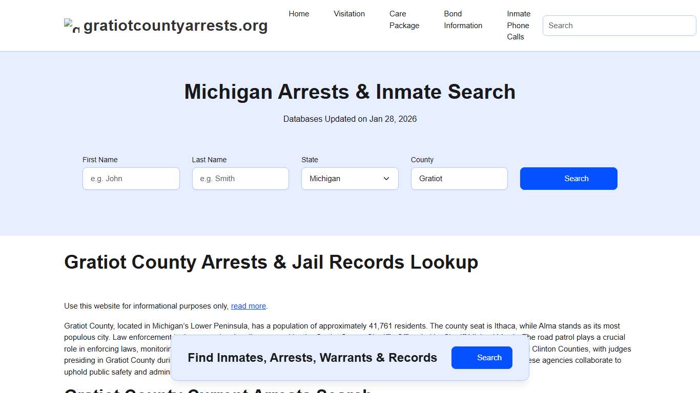 Gratiot County, MI Arrests, Warrants, Police Records Search